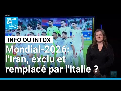 Coupe du monde de football 2026 : l&rsquo;Iran, exclu du tournoi par Donald Trump ? &bull; FRANCE 24

A J-41 jours avant la Coupe du Monde de football masculin aux Etats-Unis, au Mexique et au Canada, une rumeur circule : Washington aurait exclut l'Iran et souhaiterait la remplacer par l'Italie&nbsp;! Si le projet a bien &eacute;t&eacute; propos&eacute; par un officiel de l'administration Trump, le pr&eacute;sident de la FIFA Gianni Infantino a confirm&eacute; que l'Iran participerait bien au tournoi.

#Coupe #monde #football #2026 #lIran