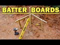 Installing batter boards with string line shop foundation