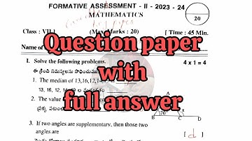 7th FA-2 💯MATHS Full Question Paper with Answers | 💯FA-2 Maths Answers | 7th💯MATHS Question Paper