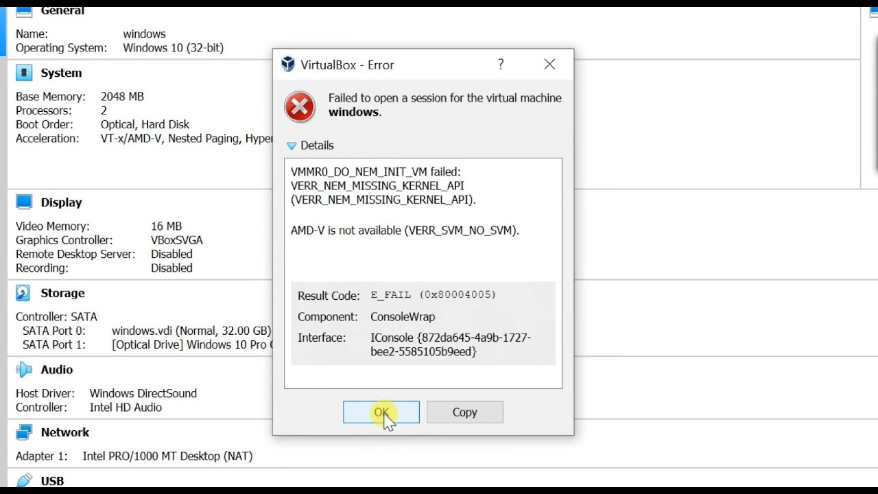 Amd v is not available. 0x80004005 VIRTUALBOX. E_fail (0x80004005). Ошибка AMD-V. Ошибка 0x80004005 неопознанная ошибка Windows 10.