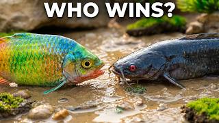 Satisfying ASMR Mud Trap Experiment: Rainbow Fish vs Catfish 🍉🐟