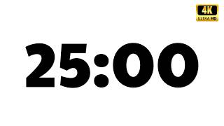 Minimal 25 Min Countdown with Alarm — White Screen Focus Timer