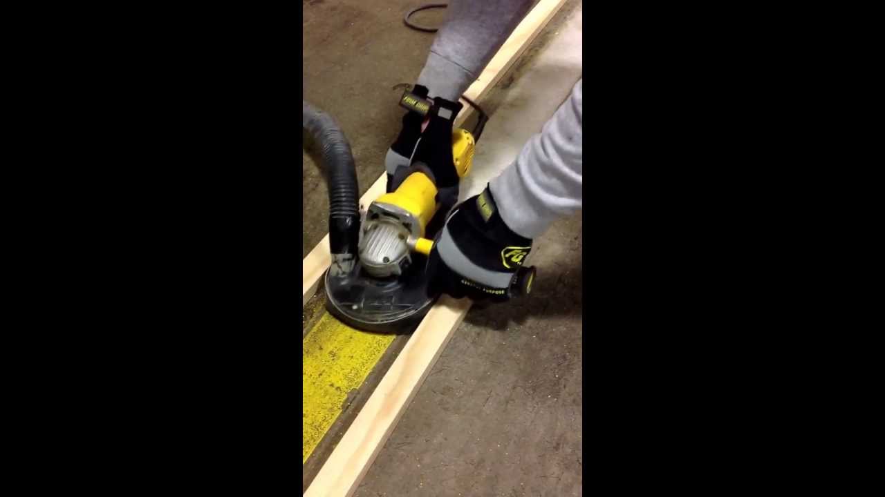 Diamabrush hand tool removing yellow line striping