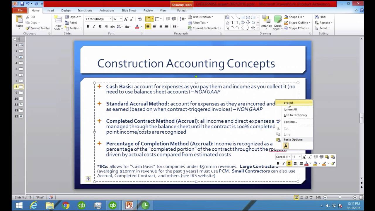 Quickbooks Construction Chart Of Accounts