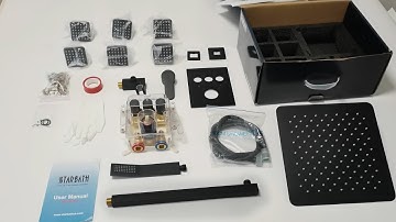 STARBATH Wall Mounted Shower System with 6 Body Jet Push Button Matte Black Unboxing