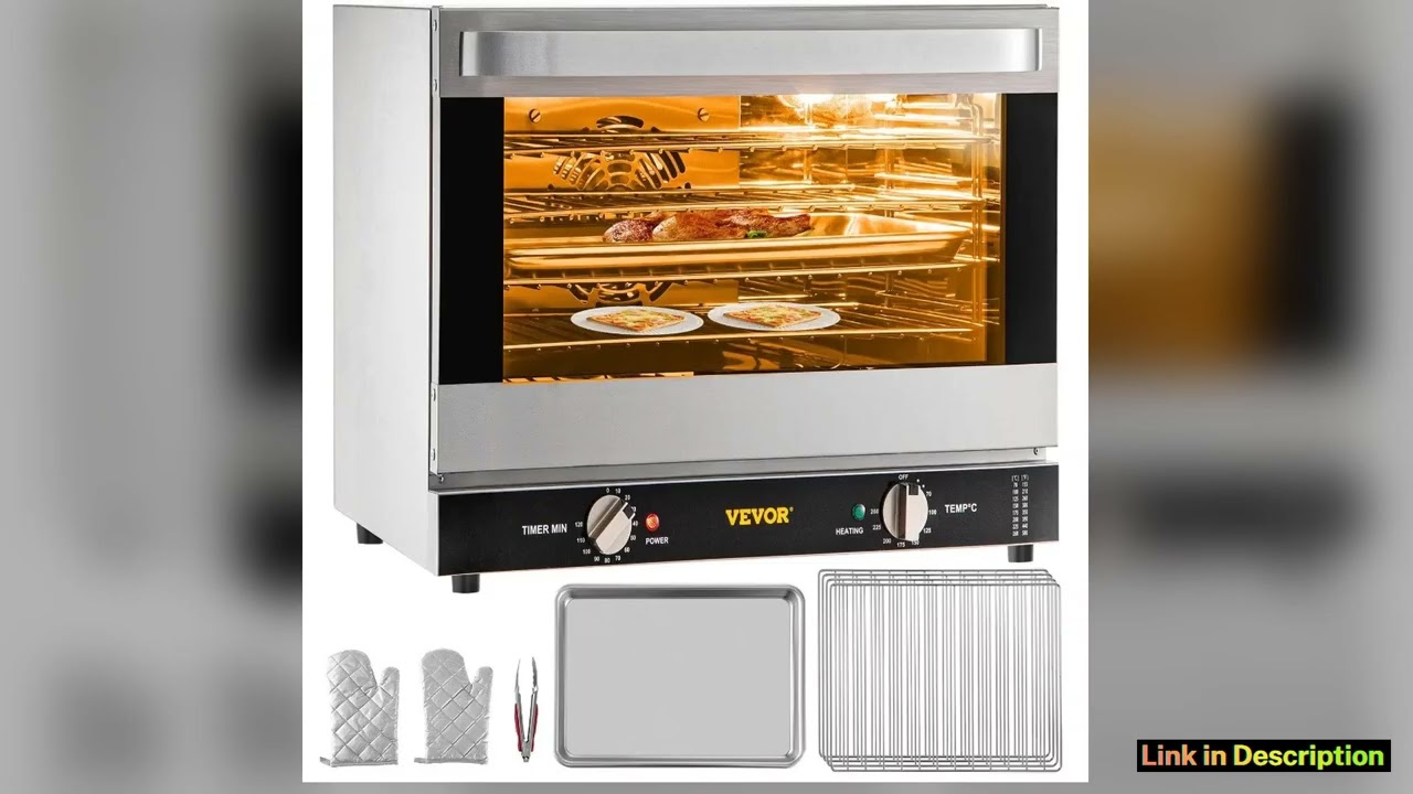 Commercial Convection Oven 66L 60Qt HalfSize Conventional Oven Countertop 1800W 4Tier Toaster w