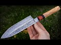 Making a Raindrop Chef&#39;s Knife | Single Bevel &#39;S&#39; Grind | Wa Handle &amp; Tapered Pin Takedown
