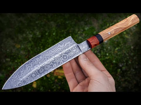 Making a Raindrop Chef&rsquo;s Knife | Single Bevel &rsquo;S&rsquo; Grind | Wa Handle & Tapered Pin Takedown