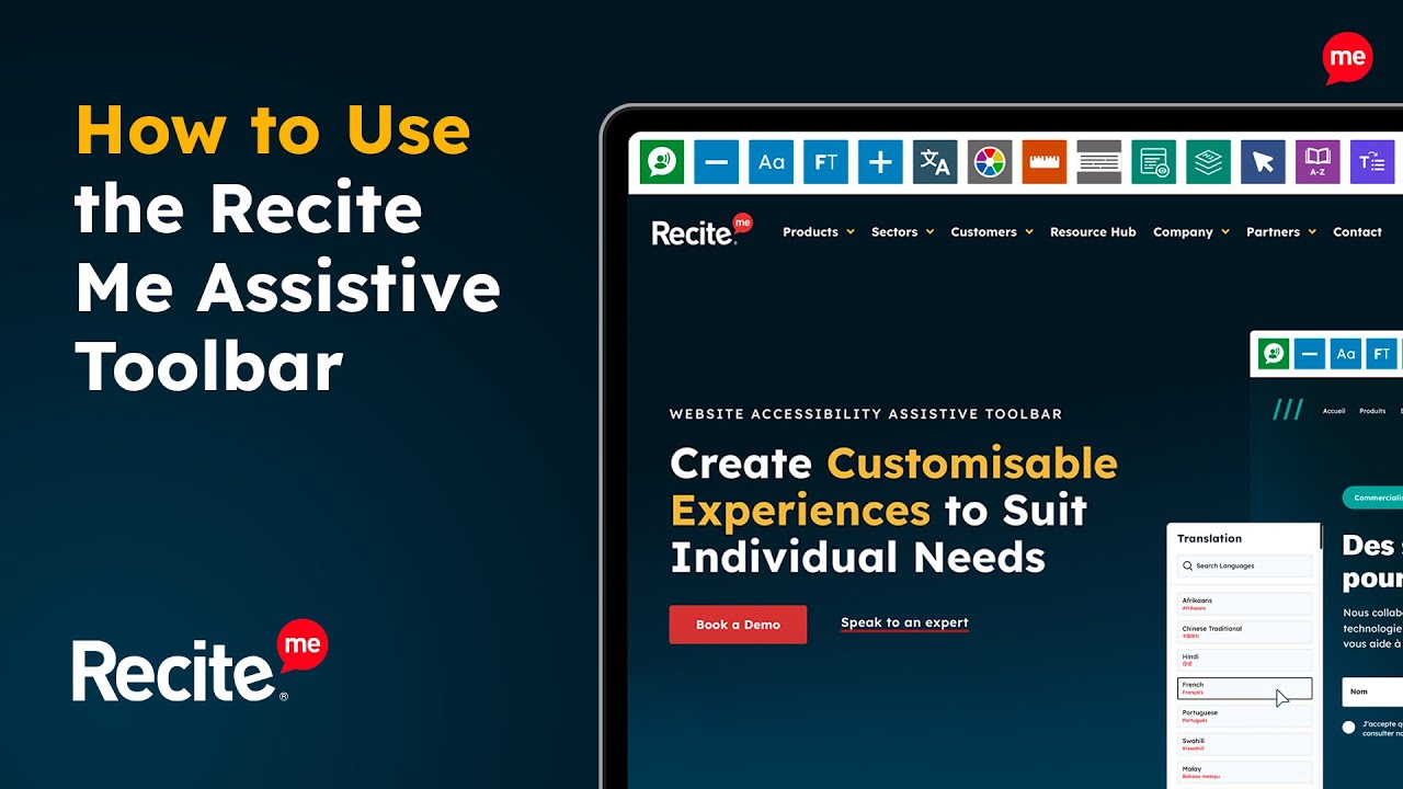 Recite Maker Recite Me Assistive Toolbar - Demo - YouTube