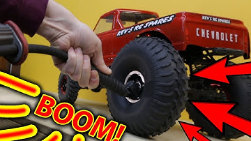 BOOM!! Inflatable RC Tires VS 100psi HPI Wheely King & Traxxas TRX-4 Freestyle + BLOWOUT