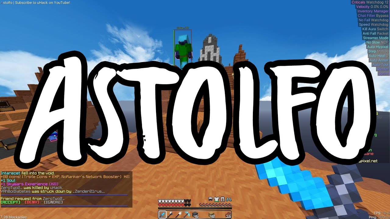 Astolfo - Hacking on Hypixel Skywars #7 - [Private Hacked Client]