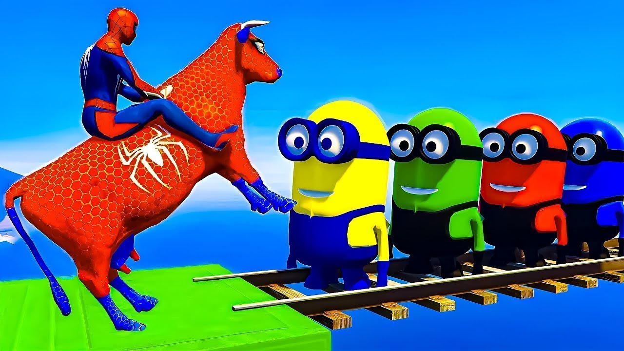 Long Slide Game With Elephant Gorilla Buffalo Hippopotamus Tiger - 3d Animal Game - Funny 3d Animals