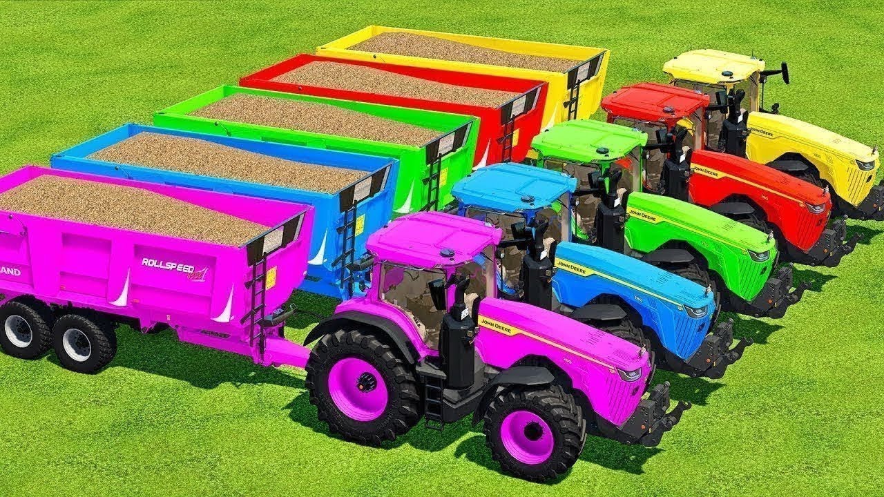 TRANSPORTING & HARVEST WITH JOHN DEERE TRACTORS - Farming Simulator 22