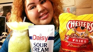 Flamin' Hot Fries with Sour Cream/MUKBANG