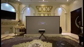 Electric ALR soft grey floor rising screen 120 "16; 9 with Xiaomi ultra short throw laser projector screenshot 2