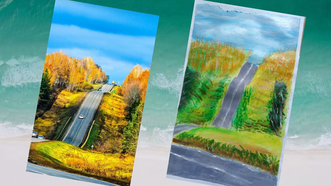How to paint a realistic beauty scenery / Beautiful Roads, Beautiful