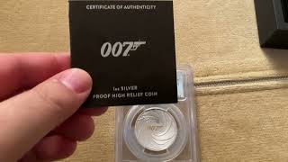 Tuvalu PCGS graded PR70 Deep Cameo James Bond High Relief Silver $1