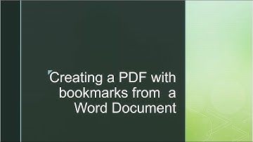 Creating a PDF with bookmarks from a Word Document