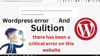 there has been a critical error on this website WordPress error Solution