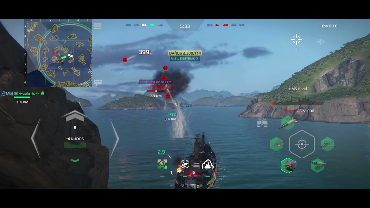 4.8 millones 5 kills acorazado hood! Buena partida final con balístico! 🔥🔥👌🏻