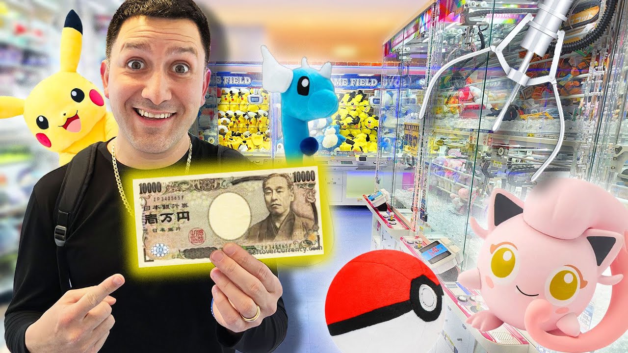¥10,000 Claw Machine Challenge at a Pokémon Center Arcade in Japan!