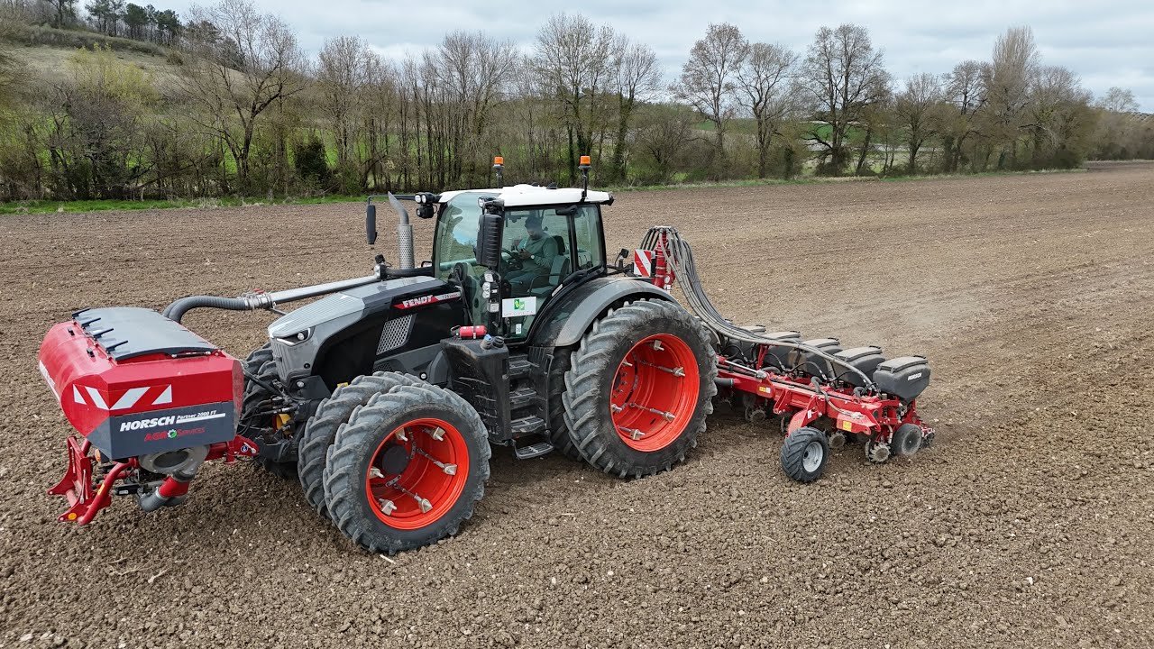 Semis de maïs 2025 avec un Fendt 726 et semoir Horsch maestro 11RV