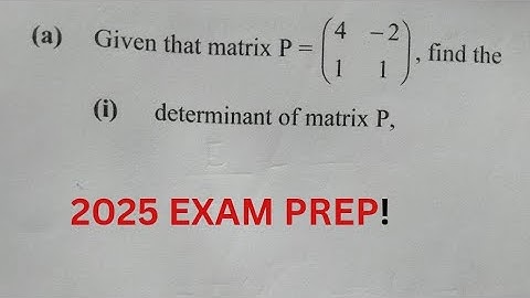 2025 Mathematics Paper 2 GCE Question 3(a) | Matrices|