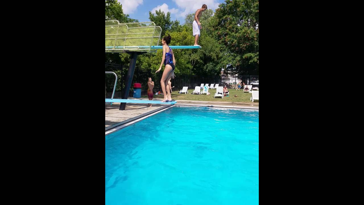 Jenna's first back flip off the diving board YouTube