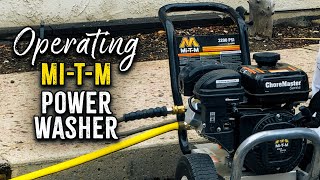 How to operate a Mi-T-M power washer.  Pressure washing tips.