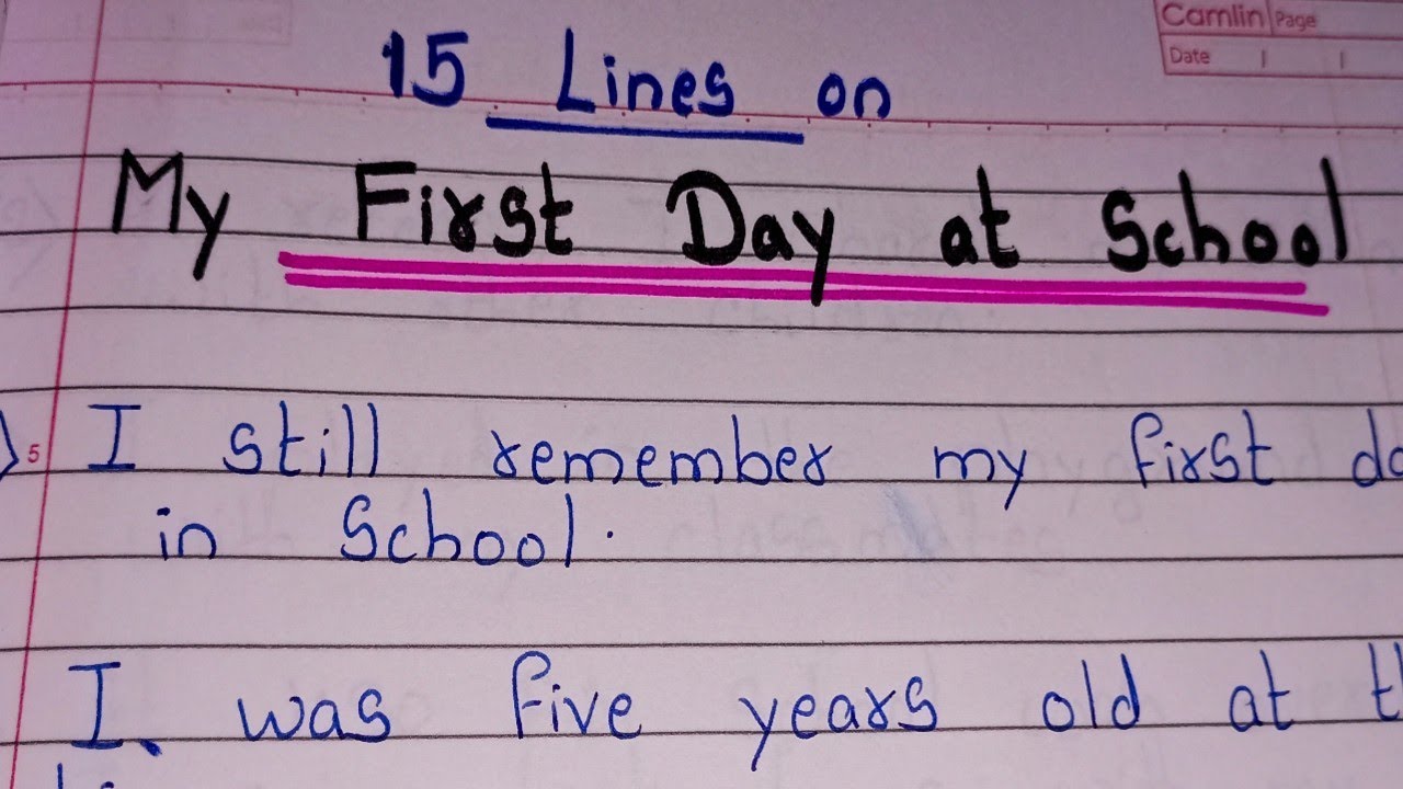 first day in school essay 10 lines