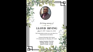 Funeral Service For Lloyd Irving November 17, 2024 at CFSDA with Pastor Raymond Alcock