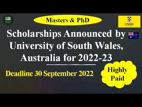 Scholarships Announced by University of South Wales Australia for 2022 & 23 #AUSTRALIA