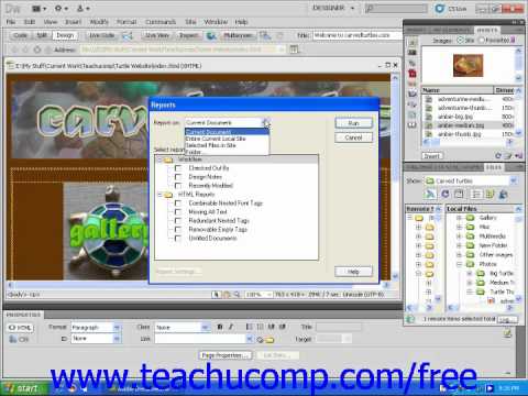 Dreamweaver CS5 Tutorial Site Reports Adobe Training Lesson 12.4