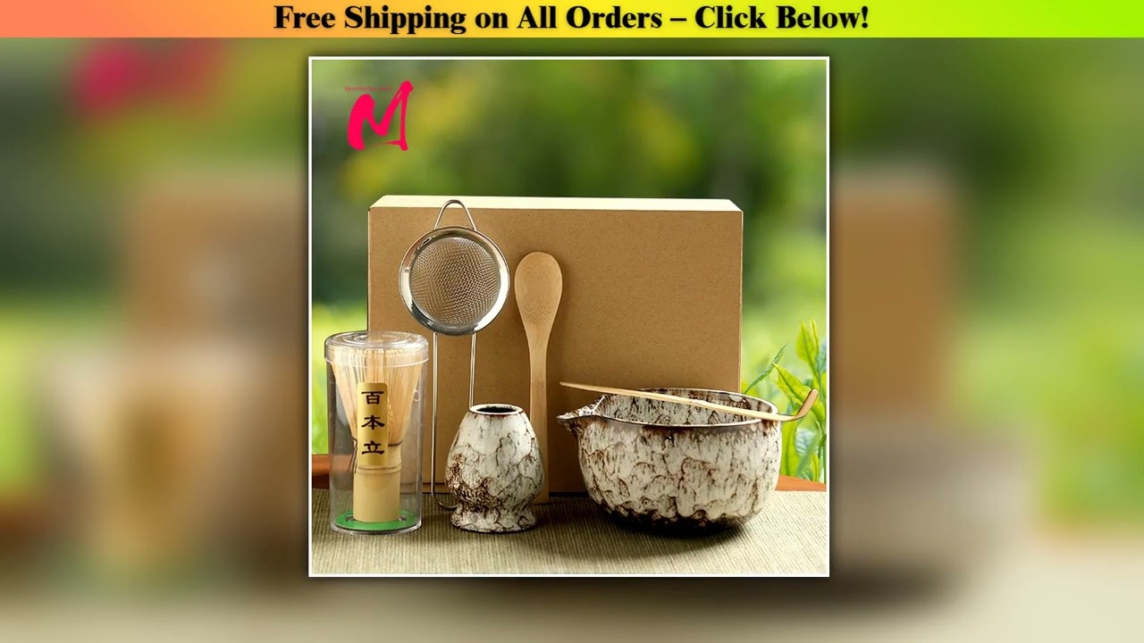 6PCS Japanese Matcha Tea Set Safe Bamboo Whisk Teaspoon Tea Sets Matcha Bowl Matcha Whisk Holder fo