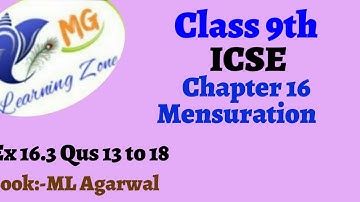 Class 9th ICSE Math Ch 16 Mensuration Ex 16.3 Qus 13 to 18