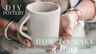 HOW TO MAKE A SLAB MUG | Full pottery tutorial for beginners / making ceramics at home!