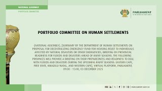 Portfolio Committee on Human Settlements, 3 December 2025