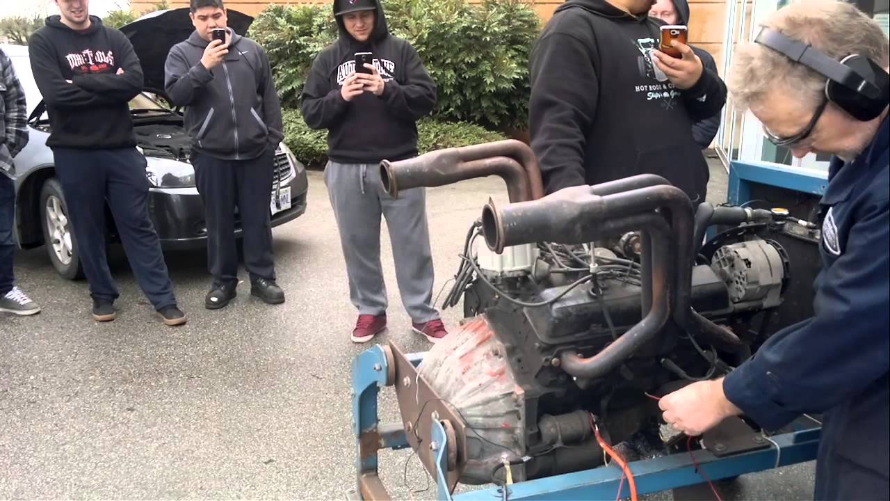 1 Kwantlen Polytechnic University Automotive V8 engine run YouTube