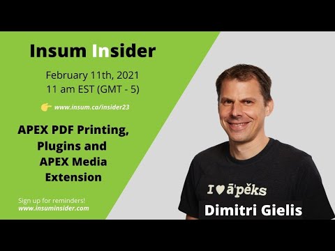 Insum Insider: AOP, Plugins, and APEX Media Extension. A chat with Dimitri Gielis of United Codes