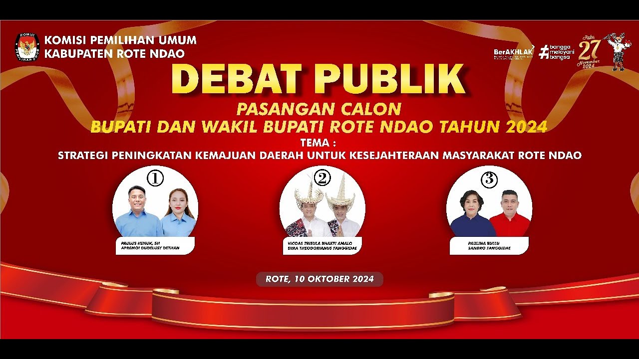[LIVE] DEBAT PUBLIK PASANGAN CALON BUPATI & WAKIL BUPATI ROTE NDAO TAHUN 2024 | 10 OKTOBER 2024