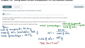 ALEKS: Using Mass Percent Composition To Find Solution Volume