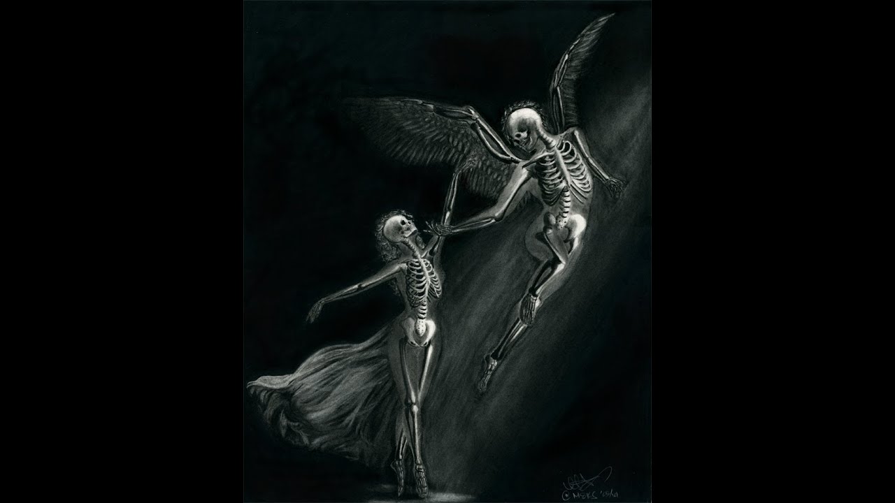 Speed Drawing - Forbidden Dance - Skeletons Ballerina Angel Illustration - YouTube