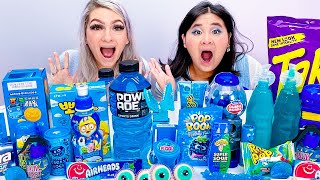EATING ONLY ONE FOOD COLOR FOR 24 HOURS | LAST TO STOP MUKBANG BLUE CANDY WINS BY SWEEDEE
