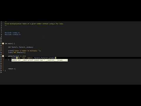 C program Print MULTIPLICATION TABLE