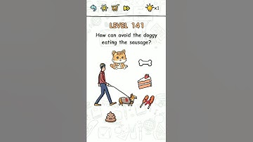 Brain challenge level 141 How can avoid the doggy eating the sausage, Solution Walkthrough