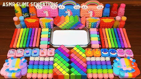 🌈ASMR RAINBOW | Mixing Random Things into GLOSSY Slime | Satisfying Slime Video #25