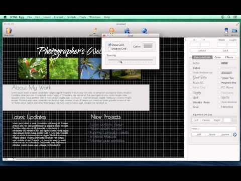 How to add grid to web page using HTML Egg for Mac