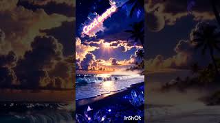 Sunset Beach Shifting Crystals: Glowing Hearts and Shimmering Ocean Waves Visual Therapy