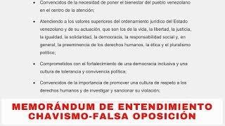 Análisis del Memorándum de Entendimiento entre el chavismo y la falsa oposición