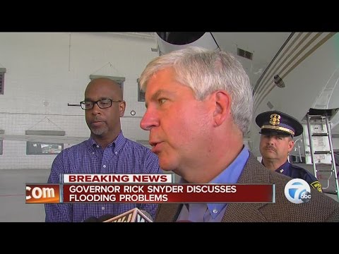 Governor Rick Snyder discusses flooding problems